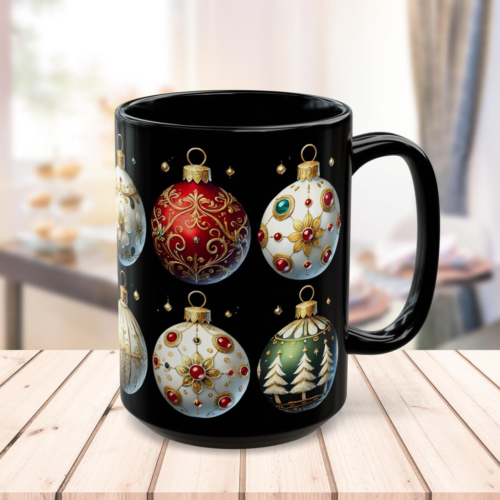Christmas Ornaments Ceramic Mug, Holiday Coffee Cup, Festive Christmas Tea Cup, Festive Winter Drinkware, Xmas Decor Gift Idea 11oz, 15oz