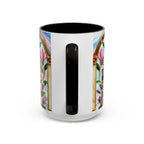 Floral Bookshelf Coffee Mug, Bookish Faux Stained-Glass Mug, Book Lover Gift, Reading Mug for Women, Library Aesthetic Cup 15oz