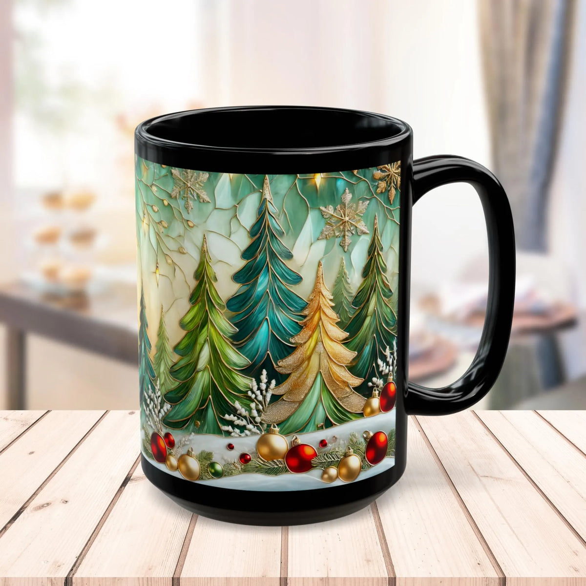 Christmas Mug, Retro Holiday Ceramic Mug, Christmas Coffee Mug, Kitchen Decor Mug 15oz