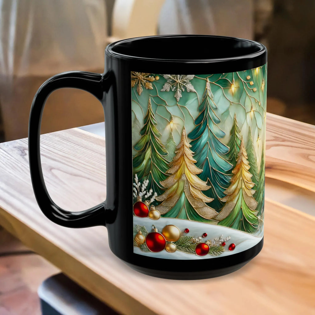 Christmas Mug, Retro Holiday Ceramic Mug, Christmas Coffee Mug, Kitchen Decor Mug 15oz