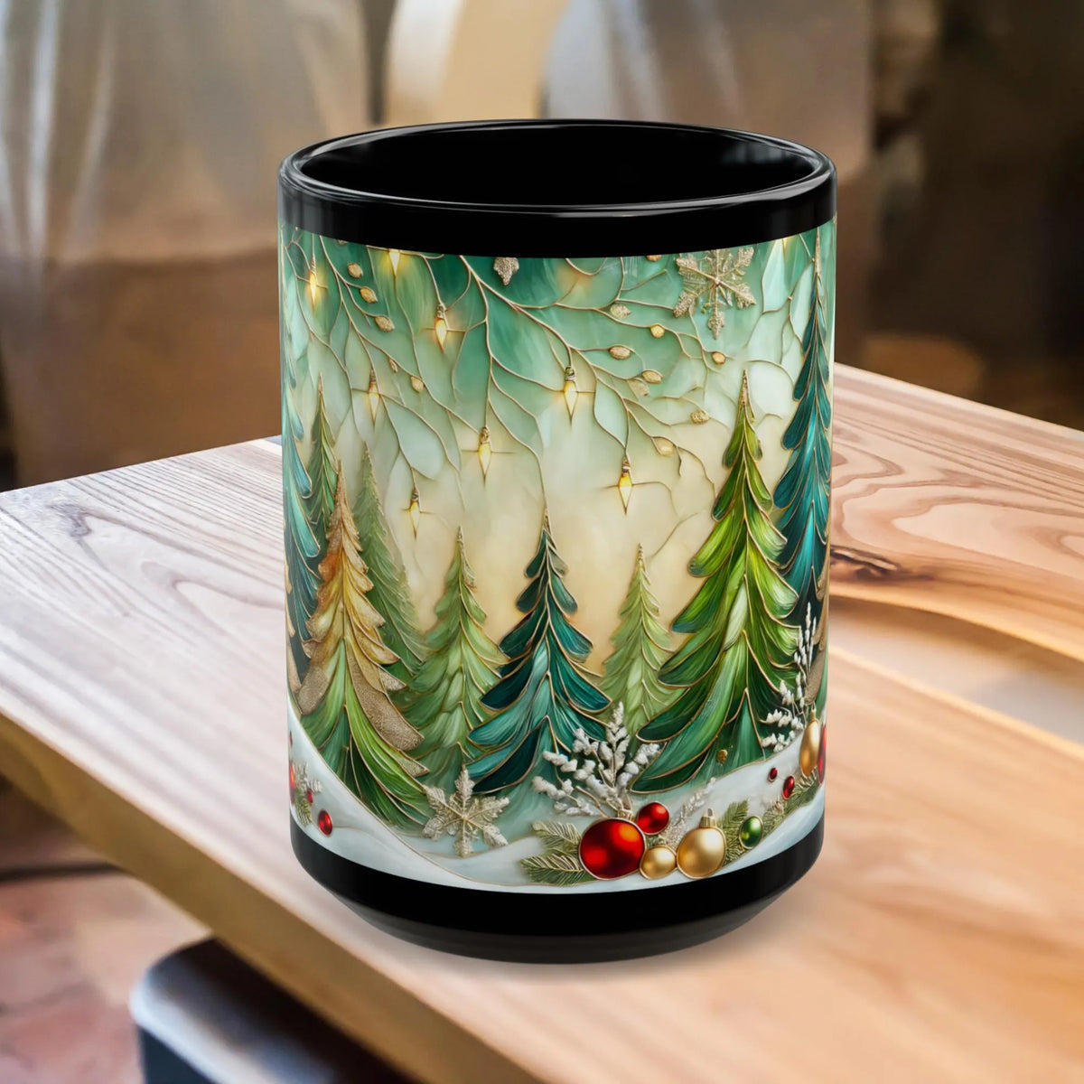 Christmas Mug, Retro Holiday Ceramic Mug, Christmas Coffee Mug, Kitchen Decor Mug 15oz