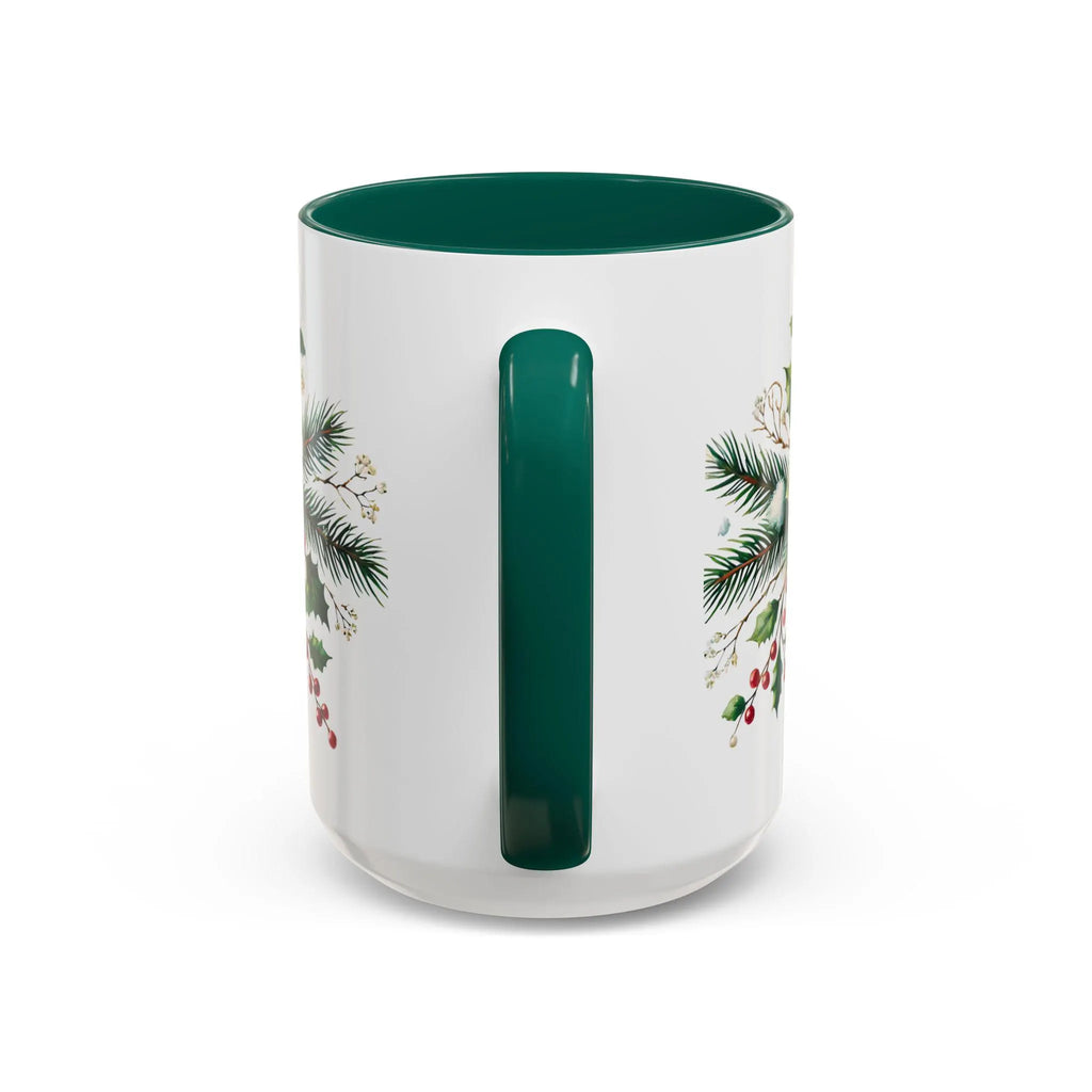Snowy Garland Coffee Mug, Christmas Wreath Mug, Winter Holiday Ceramic Mug, Festive Garland Drinkware, Holiday Season Classy Mug Gift 15oz