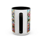 Floral Bookshelf Coffee Mug, Bookish Stained-Glass Style Mug, Book Lover Gift, Reading Mug for Women, Library Aesthetic Cup 15oz