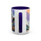 Ocean Waves Stained Glass Style Coffee Mug, Coastal Beach Decor Cup, Nautical Sea Wave Art Mug 15oz