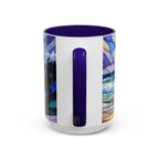 Stained Glass Style Ocean Wave Mug, Colorful Coastal Coffee Cup, Beach Sunrise Ceramic, Ocean Lover Gift Cup 15oz
