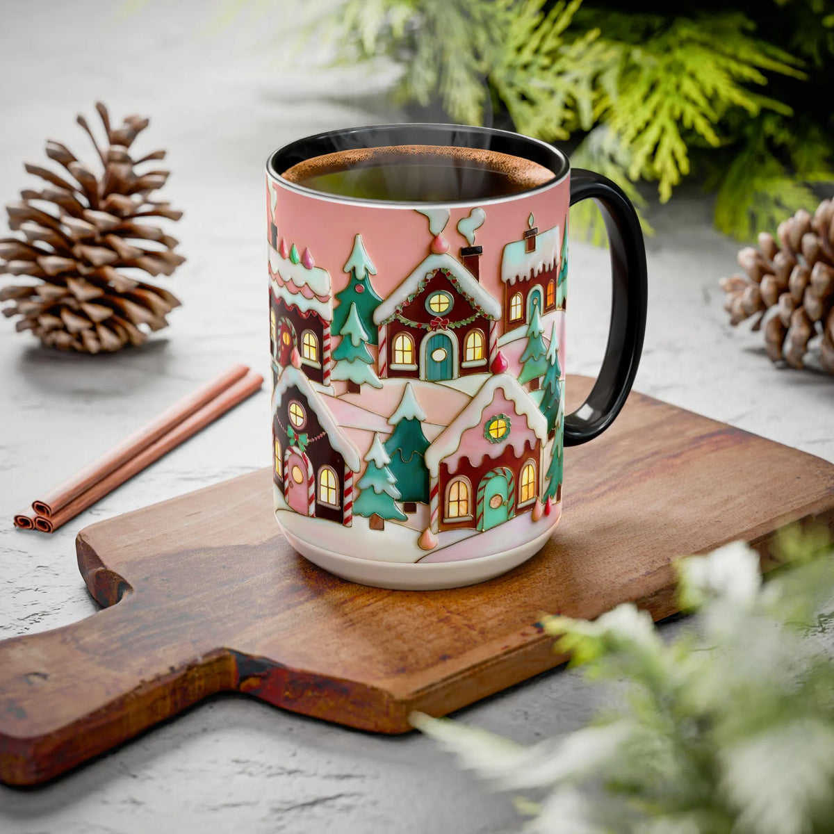 Pink Christmas Mug, Pinkmas Village Coffee Cup, Pink Christmas Town Mug 15oz, Cute Christmas Gift for Her