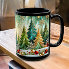 Christmas Mug, Retro Holiday Ceramic Mug, Christmas Coffee Mug, Kitchen Decor Mug 15oz
