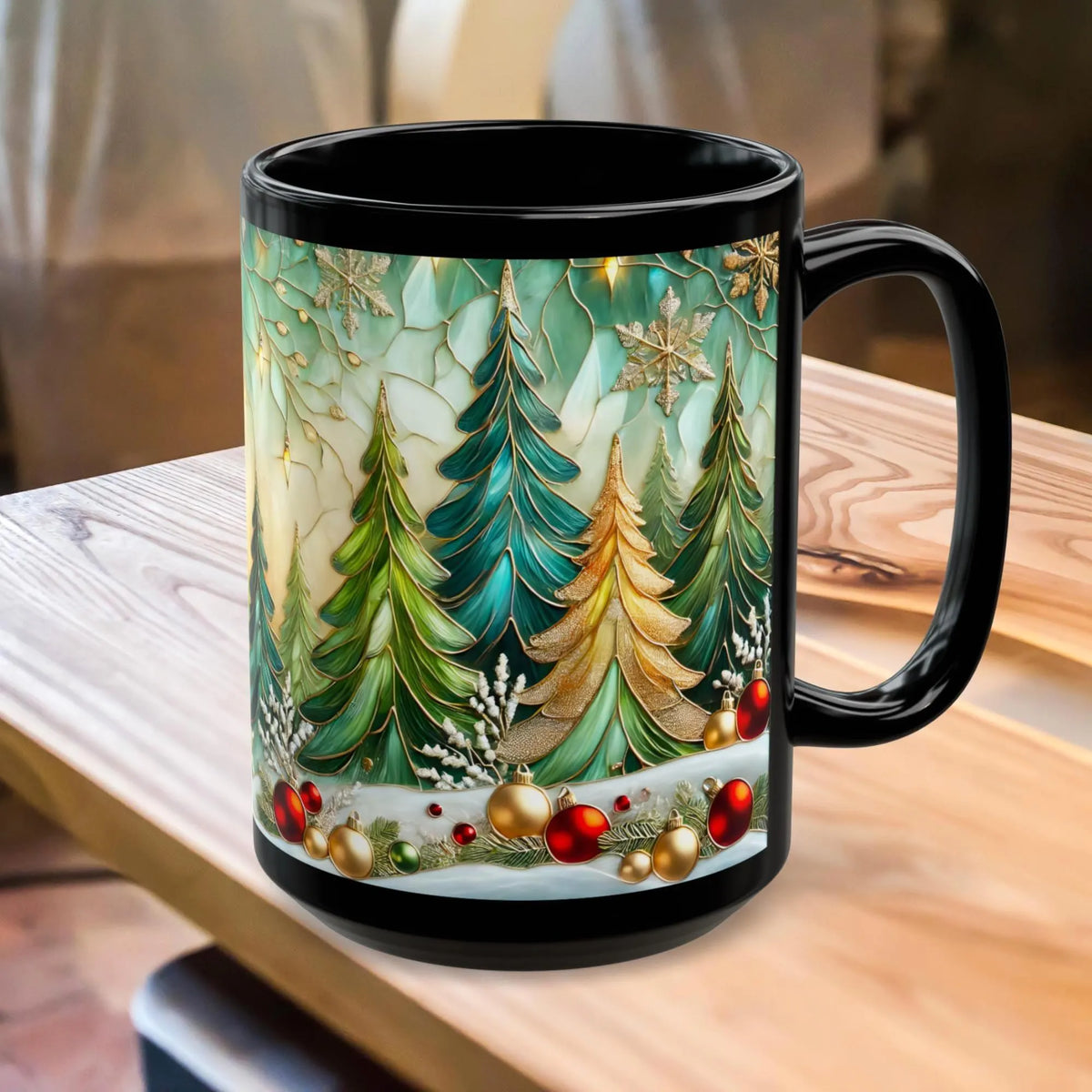 Christmas Mug, Retro Holiday Ceramic Mug, Christmas Coffee Mug, Kitchen Decor Mug 15oz