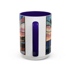 Lighthouse Sunset Mug, Coastal Stained Glass Style Coffee Cup, Nautical Coffee Mug 15oz