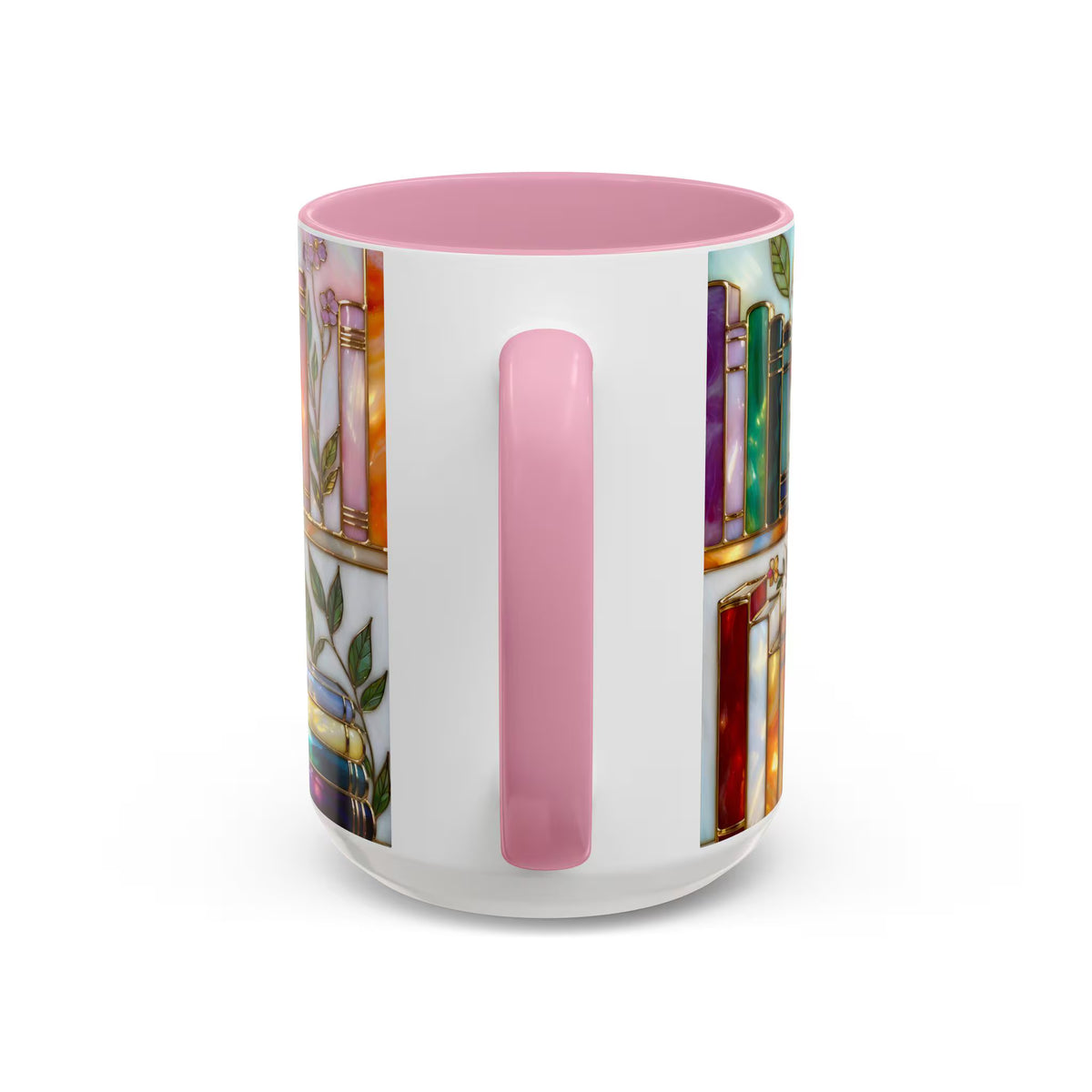 Floral Book Mug, Bookish Stained-Glass Style Mug, Book Lover Gift, Library Aesthetic Cup, Teacher Gift, Reading Mug 15oz