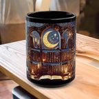Crescent Moon Gothic Book Lover Coffee Mug, Dark Academia Witchy Floral Gift, Reading Mug, Book Lover Gift, Bookish Fall, Ceramic Cup 15oz