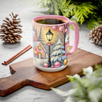 Pink Christmas Village Mug, Christmas Movie Mug, Christmas Coffee Mug Gift, Merry Christmas Mug, Winter Mug, Holiday Kitchen Decor 15 oz