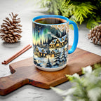 Christmas Village Mug, Christmas Cabin Mug, Merry Christmas Mug, Winter Mug, Unique Christmas Gift, Big Mug, Vintage Style Mug 15oz