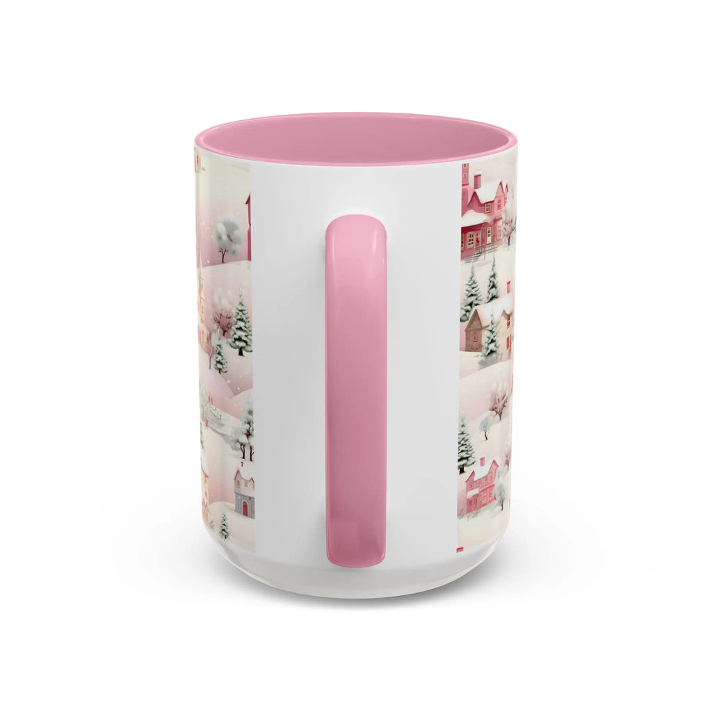 Pink Christmas Village Mug, Christmas Movie Mug, Christmas Coffee Mug, Merry Christmas Mug, Aesthetic Mug, Holiday Kitchen Decor, 15oz