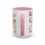 Pink Christmas Village Mug, Christmas Movie Mug, Christmas Coffee Mug, Merry Christmas Mug, Aesthetic Mug, Holiday Kitchen Decor, 15oz