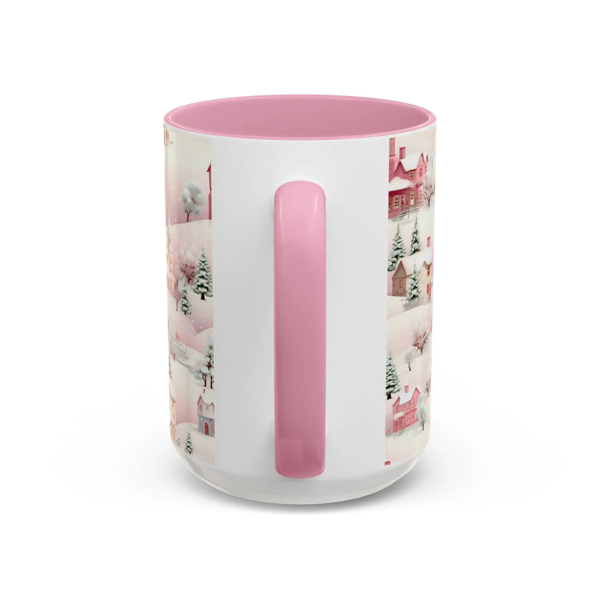 Pink Christmas Village Mug, Christmas Movie Mug, Christmas Coffee Mug, Merry Christmas Mug, Aesthetic Mug, Holiday Kitchen Decor, 15oz
