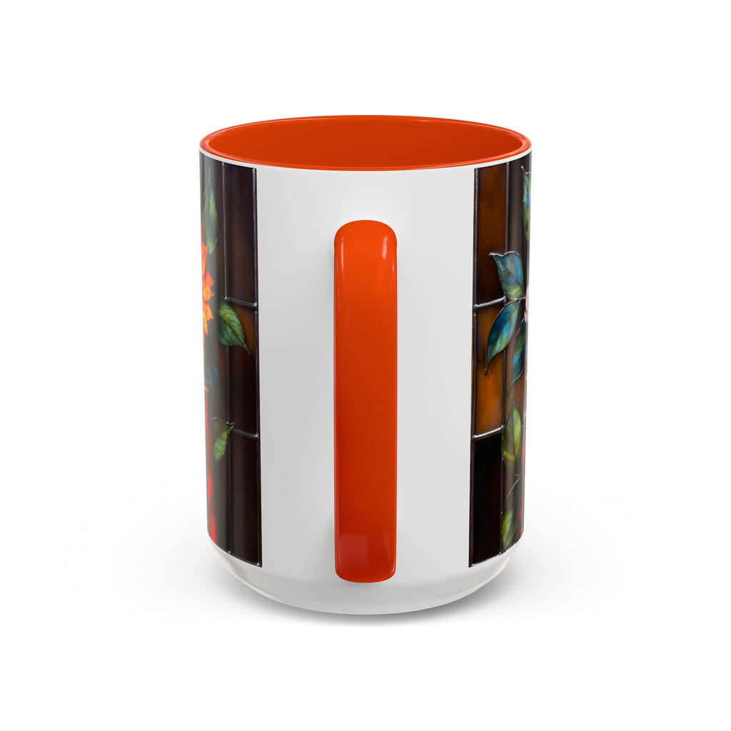 Floral Stained Glass Style Book Mug, Bookshelf Floral Ceramic Mug 15oz, Elegant Book Lover Gift, Garden Book Lover Gift
