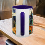 Stained Glass Style Mountain Camper Mug, Camping Coffee Cup, Outdoor Adventure Mug, Nature Lover Gift, Fathers Day Mug, Forest Landscape Cup