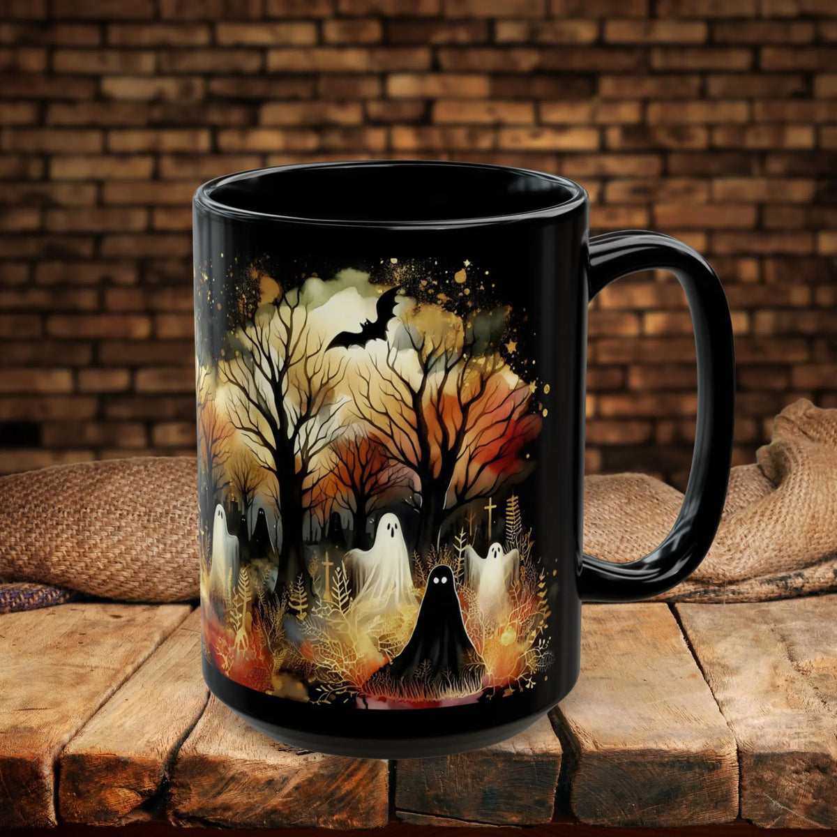 Halloween Haunted Forest Coffee Mug, Unique Halloween Gift, Spooky Witchy Cup, Halloween Cup, Vintage Style Halloween Mug, Ghost Mug 15oz