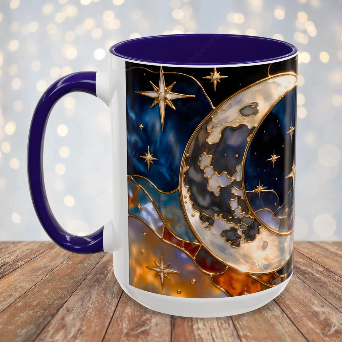 Celestial Sun Moon Mug, Stained Glass Style Coffee Mug, Moon & Sun Mug, Witchy Gift Mug, Astrology Mug, Dark Academia Cup, Gothic Cup