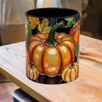 Pumpkin Mug, Fall Coffee Mug, Autumn Pumpkin Cup, Stained Glass Pumpkin Mug, Cozy Fall Gift, Thanksgiving Mug, Halloween Mug
