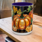 Pumpkin Mug, Fall Coffee Mug, Autumn Pumpkin Cup, Stained Glass Pumpkin Mug, Cozy Fall Gift, Thanksgiving Mug, Halloween Mug