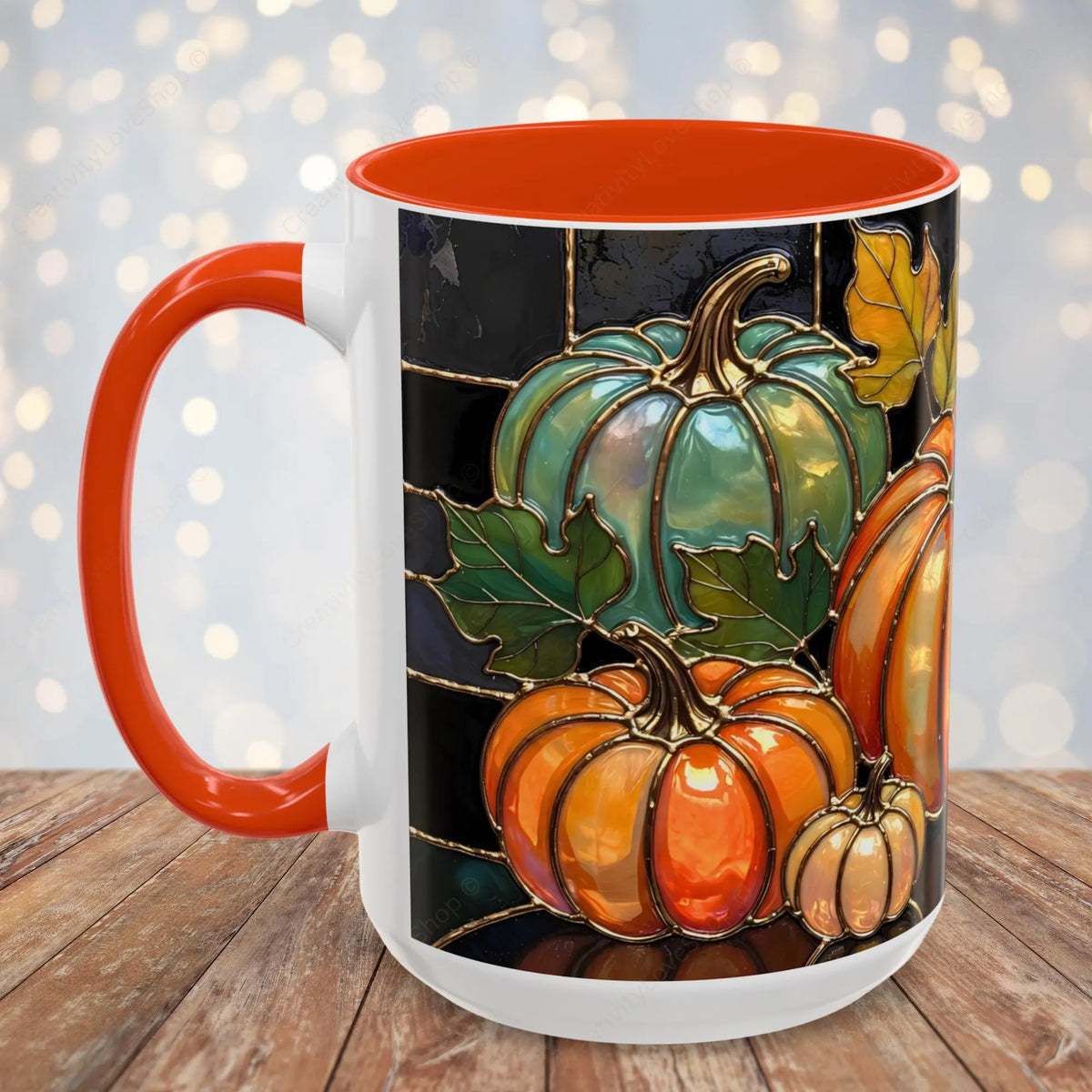 Pumpkin Mug, Fall Coffee Mug, Autumn Pumpkin Cup, Stained Glass Pumpkin Mug, Cozy Fall Gift, Thanksgiving Mug, Halloween Mug